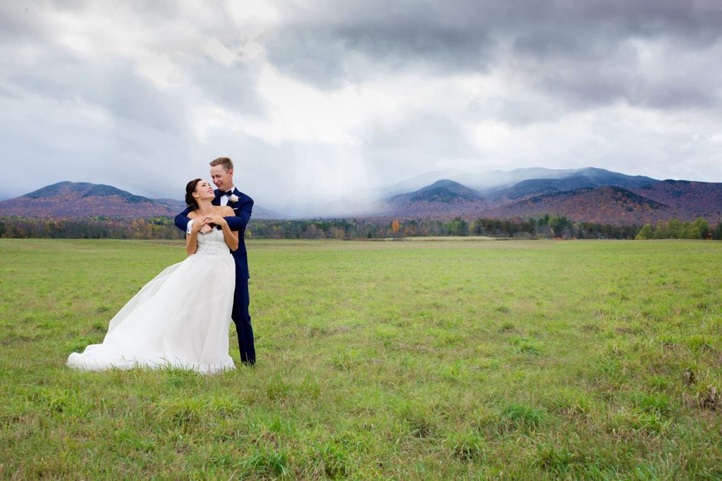 destination wedding in lake placid mountains during fall and the snow of winter