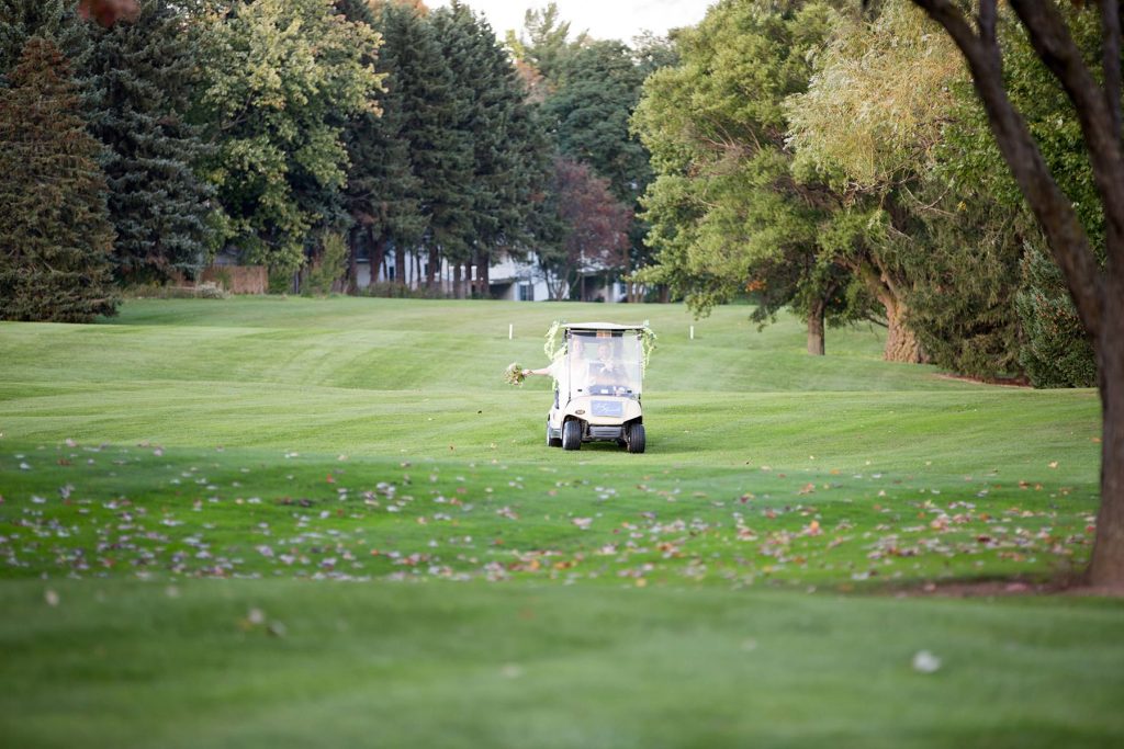 golf cart arrives to Terry Hills Golf Course in Batavia NY