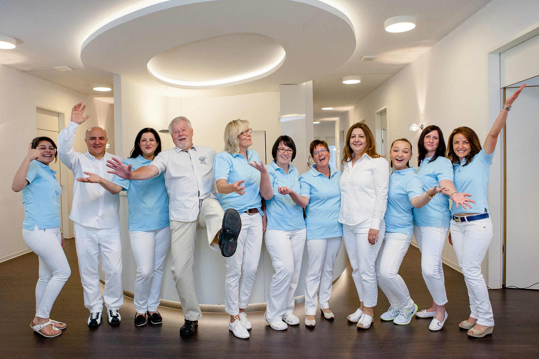 full staff with doctors dentists nurses and dental hygienist