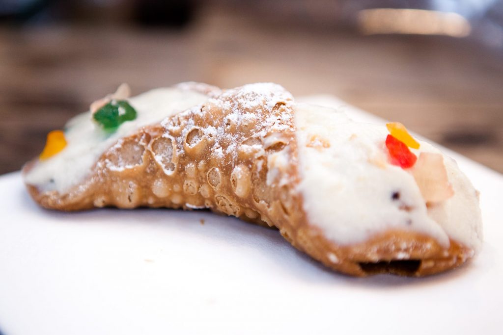 Handmade gourmet cannoli from a bakery in the city